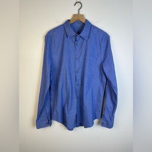 Lululemon Blue chambray Button Down Shirt Single Pocket Men’s Sz L